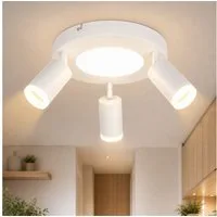 ZMH Deckenstrahler 3 Flammig Schwarz/Weiß GU10 Deckenlampe 20W 3000K für Flur und Küche, Einfache Installation, LED fest integriert, ohne Leuchtmittel, Warmweiß, Schwenkbar 350° Modern Küchenlampe Deckenspots