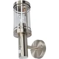 Lindby Außen-Wandleuchte Djori, Edelstahl Alu IP44mit Bewegungsmelder, 1 x 15 W LED
