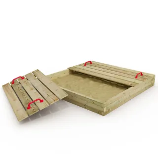 BLOX Holzsandkasten 155x155 cm mit Deckel & Sitzbänken - Witterungsbeständiger Garten Spielplatz für Kinder - Stabiler Bausatz von Wickey