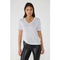 No Matter What T-Shirt Glitzerndes T-Shirt mit V-Ausschnitt