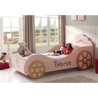 Vipack Kinderbett Princess, in Kutschen-Optik, MDF rosa lackiert mit Applikationen (B/H/T ca. 210x120x105cm, inkl. Lattenrost, Räder feststehend), ein Highlight im Kinderzimmer
