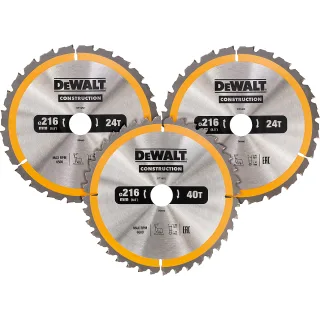 DEWALT CONSTRUCTION Kreissägeblatt-Set stationär ø 216mm 3-tlg. - DT1962-QZ