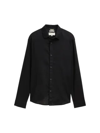 Denim Tom Tailor - Relaxed Fit Hemd mit Leinenanteil black - Gr. - M