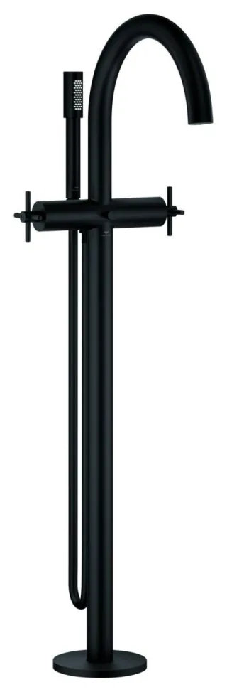 GROHE 2-Griff-Wannenbatterie Atrio 25272, FMS Bodenmont. Kreuz-Griff phantom black, 25272KF0 25272KF0