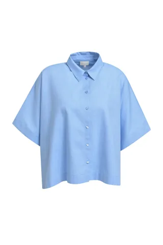 Milano Italy - shortsleeve blouse w/ AW ocean print - Gr. - 38
