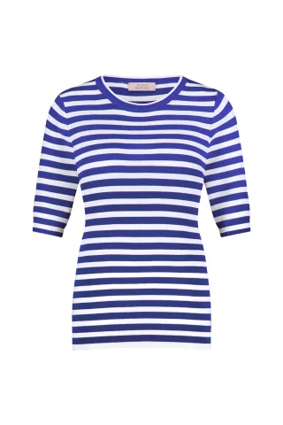 Studio Anneloes - Luna stripe sl pullover electric blue/offwhite - Gr. - S