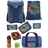 LEGO® Bags Schulranzen Easy Light Lego Ninjago Schultasche Blau ab der 1. Klasse (Set, 9-tlg., inkl. Brotdose, Trinkflasche & Sporttasche), mit Brustgurt, 870 Gramm leicht, 29L Volumen