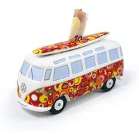 VW Collection by BRISA Spardose Volkswagen Sparschwein im T1 Bulli Bus Design mit Surfbrett, Geldbüchse aus hochwertiger Keramik