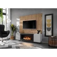 ASM-Moebel Wohnwand Wohnwand XARI II PGAS-K mit Push - Click und Bio-Ethanol Kamin, Mit Bio-Ethanol Kamin und Push-Click System
