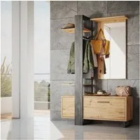 Vicco Garderoben-Set Porto, Artisan-Eiche/Schwarz, 120 x 192 cm, (2-St)