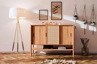 Kommode Schrank SAGA Buche massiv 142x101x46 cm