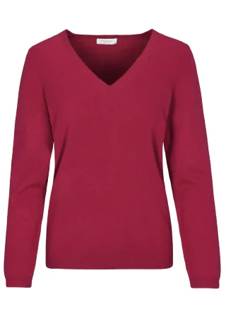 CLARINA - NOS V-Pullover, 1/1 Arm, uni 444 beere - Gr. - 44