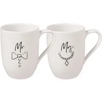 Villeroy & Boch Becher Statement Kaffeebecher Mr and Mrs 280 ml 2er Set, 2-tlg., Porzellan