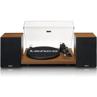 Lenco LS-480WD Plattenspieler (Riemenantrieb, Bluetooth, 60W RMS & Holzlautsprechern mit Bluetooth & Cinch-Adapter)
