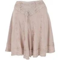 Guru-Shop Minirock Bestickter Boho Minirock - beige alternative Bekleidung