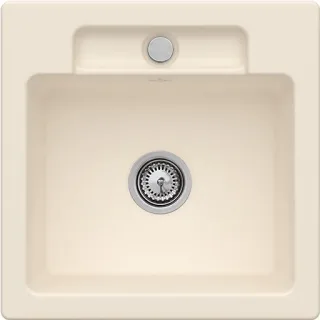 Villeroy & Boch Einbauspüle Siluet 50 S flat 470x470mm Exc-Garn. aus TitanCeram Ivory cplus, 33452FF 33452FFU