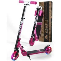 Apollo Cityroller Skyracer LED City Scooter Kinder, Tretroller mit Federung, klappbarer Kinderroller, höhenverstellbar
