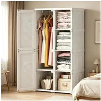 BELUPAI Kleiderschrank Faltbarer Schrank, Mehrzweckschrank (Set, 1-St., für Schlafzimmer und Wohnzimmer, 136 x 50 x 69 cm) Weiß Kleiderschrank mit Kleiderstange und Magnettüre