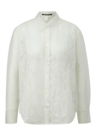 Q/S designed by - Transparente Chiffonbluse weiß - Gr. - 34