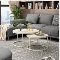 Vicco Couchtisch Montreal, Travertin/Cashmere, 77 x 77 cm (2-St)