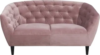 ACTONA GROUP 2-Sitzer "Ria Sofa, Couch, Doppelsofa, Loveseat," Samtstoff, Massivholz-Beine, Taschenfederkern, Tufting, mit Armlehnen
