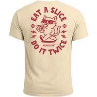 Neverless Print-Shirt Backprint T-Shirt Herren Pizza Katze Spruch– Rückendruck im mit Print