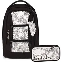 Satch Schulranzen Schulrucksack-Set PACK Artist 2-teilig (2-teilig), ergonomisch, Your-Size-System, 5 Fächer
