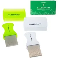 Silberkraft Flohkamm Silberkraft Läusekamm 4er Set – Nissenkamm- Effektive Läusebekämpfung, Metall- und Kunststoffzinken, (4er Set Kopfhautpflege, Tierpflege, 1-tlg), Entfernung von Läusen, Nissen und Flöhen bei Mensch und Tier