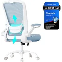 SONGMICS Bürostuhl, ergonomisch, Drehstuhl mit Mesh, Wippfunktion, klappbare Armlehnen