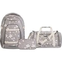 coocazoo Schulranzen Schulrucksack-Set MATE Vanilla Bloom 3-teilig (3-teilig), ergonomisch, Körpergröße: 135 - 180 cm, Easy-Grow-System