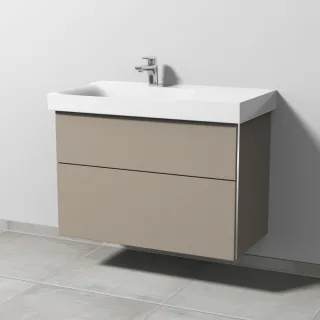 Sanipa 3way Waschtischunterbau zu Geberit Xeno2 Waschtisch mit 2 Auszügen, Sandgrau-Matt BS66267