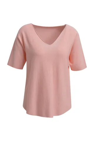 HeartKiss - Pullover Uni 1/2 Sleeves rosã© - Gr. - S/M
