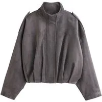Next Bomberjacke Bomberjacke aus Kunstveloursleder, Trichterkragen (1-St)