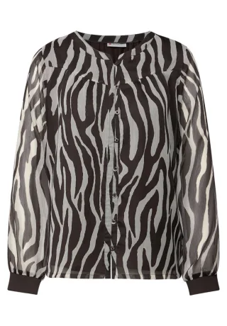Street One - Chiffonbluse mit Zebra Print braun - Gr. - 36