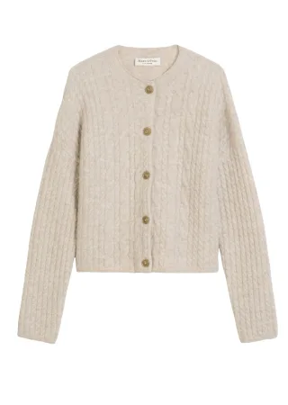 Marc OPolo Casual - Cardigan aus softem Alpakawoll-Mix beige - Gr. - M