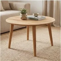 skølm Couchtisch Mjölnir aus Eiche Massivholz (Natur geölt), Wohnzimmertisch Ø70 cm, auch in oval erhältlich