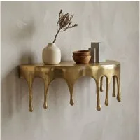 FINEBUY Wandregal FB77611 35cm Aluminium Gold Hängeregal Schweberegal Wandboard Metall, Originelles Hängeregal in edler Tropfenoptik, Komplett aus robustem Aluminium gefertigt