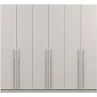 Deine Möbel 24 Kleiderschrank MIRELO 6-türig Drehtürenschrank mit goldfarbenen Griffen 230x210x57 cm (Set, 1-St., Einzelmöbel – frei kombinierbar mit weiteren Möbeln der Serie MIRELO) in Weiß Matt, Schwarz Matt und Cashmere