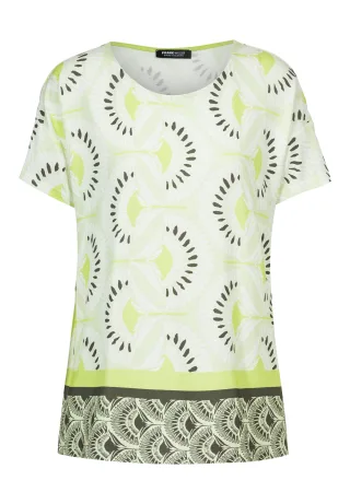 FRANK WALDER - T-Shirt NOS mit Saumdetail lime green/ecru/khaki - Gr. - 38