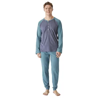 Langarm-Rundhals-Baumwollpyjama für Herren JJB12