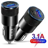 Alpha Electronics Auto Ladegerät USB Typ C 3.1 Smart Ladeadapter KFZ Zigarettenanzünder KFZ-Adapter CEE Stecker zu USB Typ A, USB Typ C, 2 USB Ladeanschlüsse