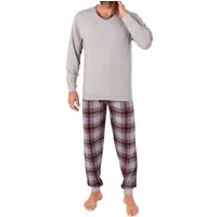 Normann Pyjama Normann Herren langarm Schlafanzug mit Bündchen + Karohose aus Jersey