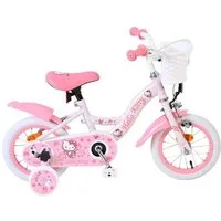 Volare Kinderfahrrad Hello Kitty 12 Zoll für Mädchen in Rosa mit Stützrädern und Korb, Hello Kitty Lizenz, Kinderfahrrad, Mädchenfahrrad, Handbremse