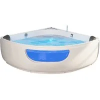 TroniTechnik Whirlpool-Badewanne PAROS 135 cm x 135 cm,Whirlpoolpumpe,Unterwasser LEDs, inkl. Zubehör, (inkl. Zubehör, vormontierte Badewanne mit Unterwasser LED), Premium Whirlpoolpumpe, Unterwasser LED, Massagedüsen