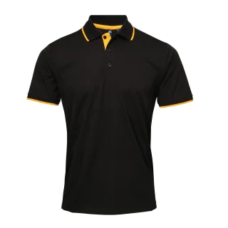Premier Mens Contrast Coolchecker Polo Shirt (Schwarz/Sonnenblume)