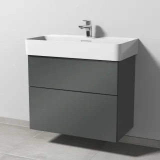 Sanipa 3way Waschtischunterbau zu Laufen VAL Waschtisch mit 2 Auszügen, Anthrazit-Glanz SF82379