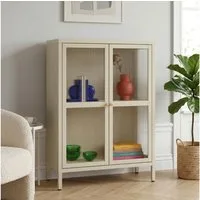 en.casa Sideboard, »Säkylä« Stahl mit 2 Glastüren geriffelt 84x64x35 cm Kamelfarben