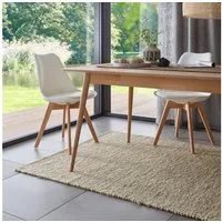 TaCa Home Wollteppich Handweb Woll-Teppich, rechteckig, Höhe: 10 mm, Grau Beige - 70 x 130 cm