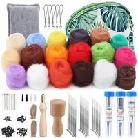 CLTYQ Kreativset 18 Farben Filzwolle, Nadel-Filz Starterset mit Filznadeln,DIY-Basteln, für Trockenfilzen,Filzwoll-Roving und Filzwerkzeug, für DIY-Basteln