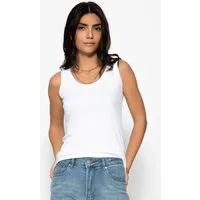 SASSYCLASSY T-Shirt Tank Top mit Ausschnitt für Damen Rippstrick Top mit breiten Trägern in eng anliegender Passform